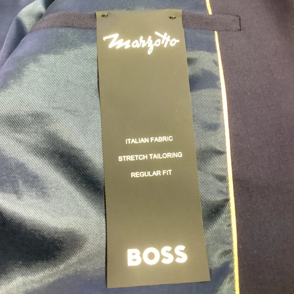 BOSS Hugo Boss Jasper Navy Blue Virgin‎ Wool 2 Piece Suit Regular Fit 42S NWT